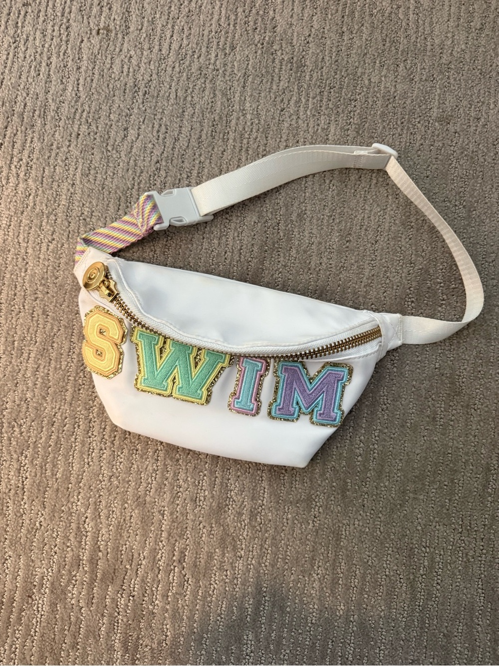 White 'SWIM' Patch Belt Bag Stoney clover Lane x target collab
